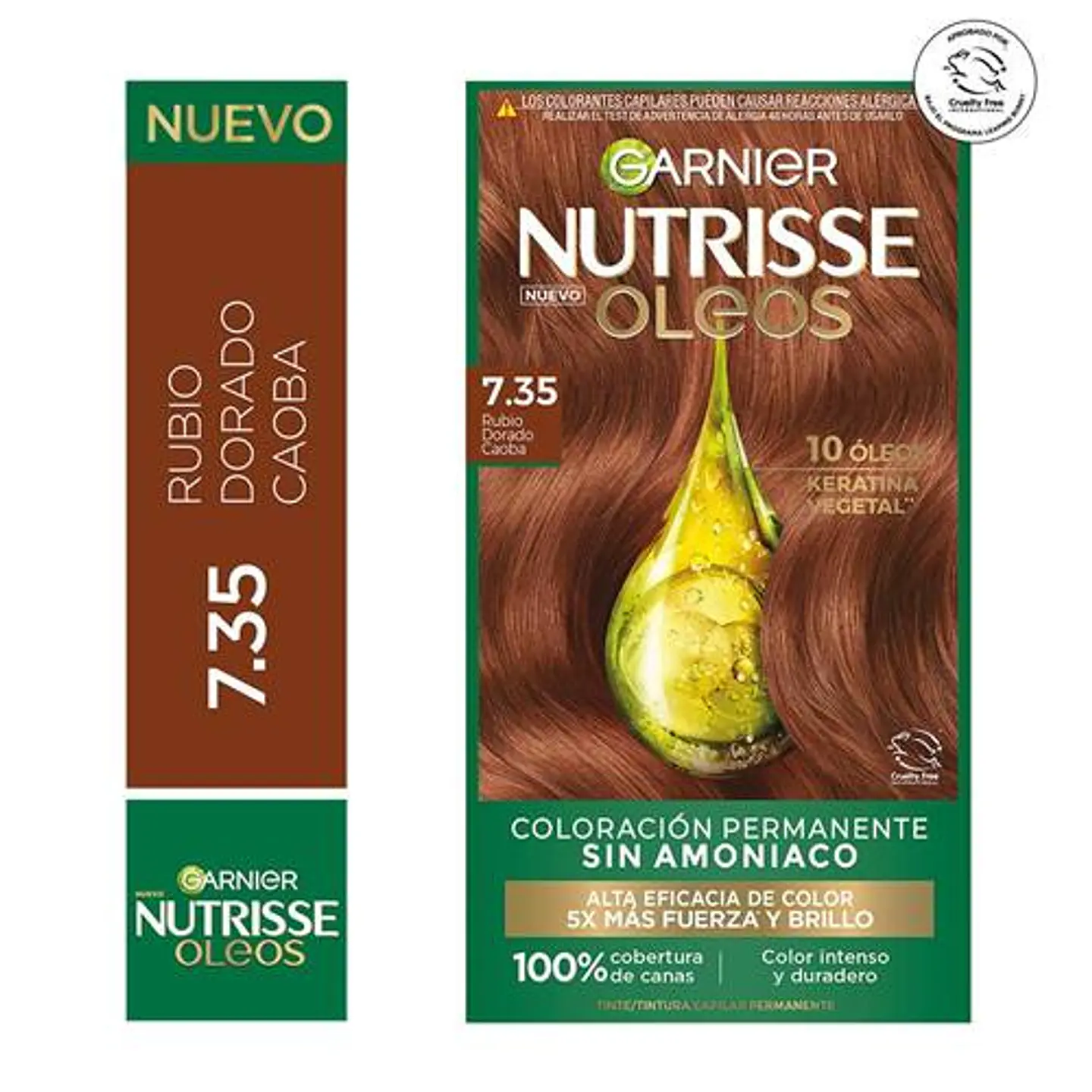 Tintura de Cabello Nutrisse Oleos Sin Amoníaco RUBIO DORADO 7.35 - GARNIER 1