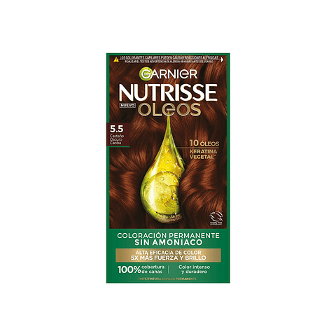 Tintura de Cabello Nutrisse Oleos Sin Amoníaco CLARO CAOBA 5.5 - GARNIER