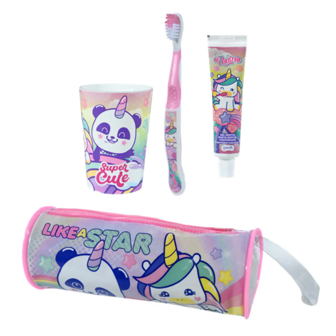 Estuche Unicornio Set Pasta de Dientes 50g + Cepillo + Vaso - GELATTI 1