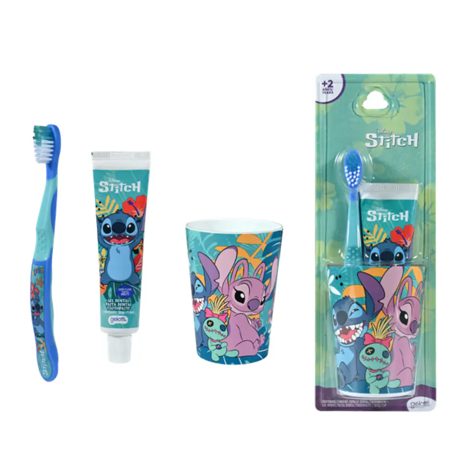 Set Stitch Pasta de Dientes 50g + Cepillo + Vaso Blíster - GELATTI 1