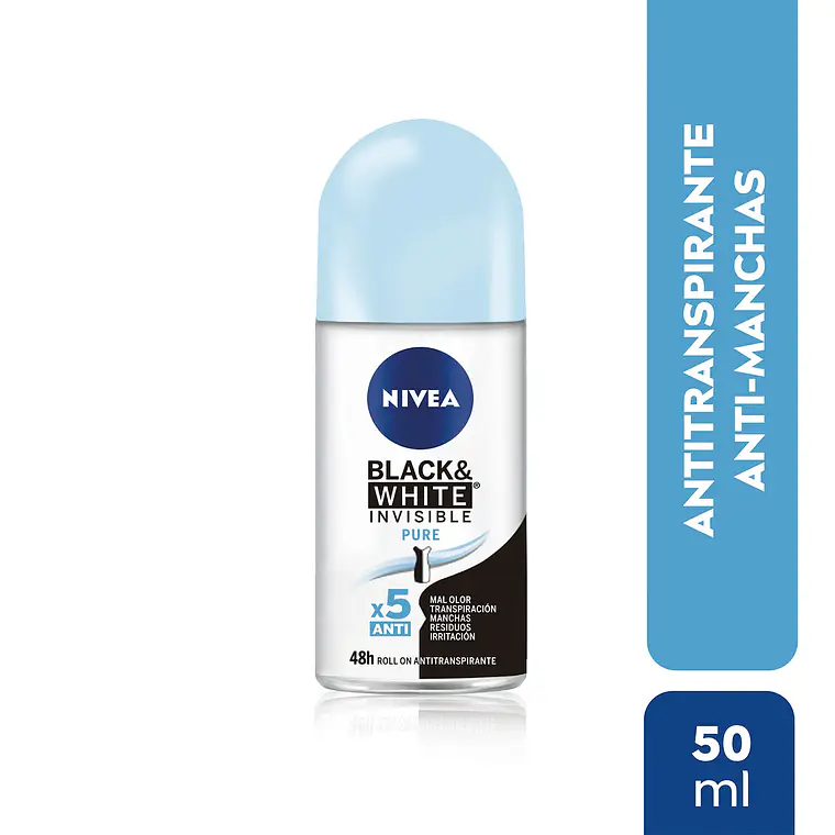 Nivea Desodorante Roll On Invisible Black&white Pure 50 ml - NIVEA 1