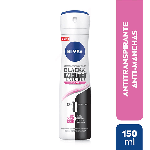 Desodorante Spray Invisible Black & White Clear 150 mL - NIVEA