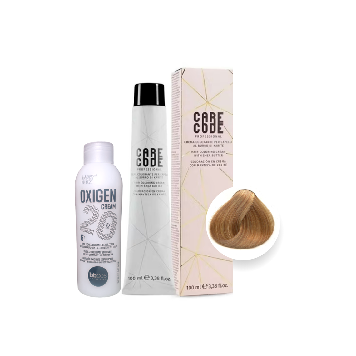 Hair Coloring Cream 100 ML 8,3, Con Oxigen 150 ML 20 Vol Lab37 - CARECODE 1
