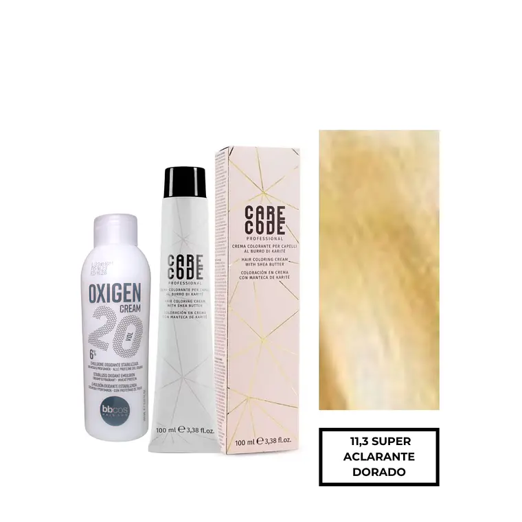 Hair Coloring Cream 100 ML 11,3 Con Oxigen 150 ML 20 Vol Lab37- CARECODE 1