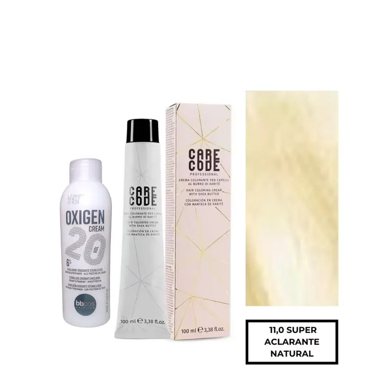 Hair Coloring Cream 100 ML 11,0 Con Oxigen 150 ML 20 Vol Lab37- CARECODE 1