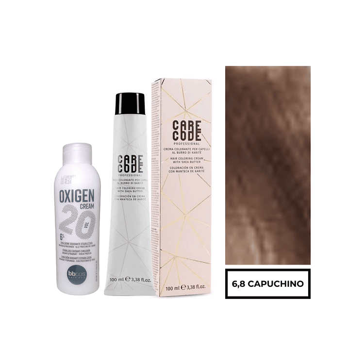 Hair Coloring Cream 100 ML 6,8, Con Oxigen 150 ML 20 Vol Lab37- CARECODE 1