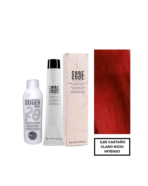 Hair Coloring Cream 100 ML 5,6, Con Oxigen 150 ML 20 Vol Lab37- CARECODE