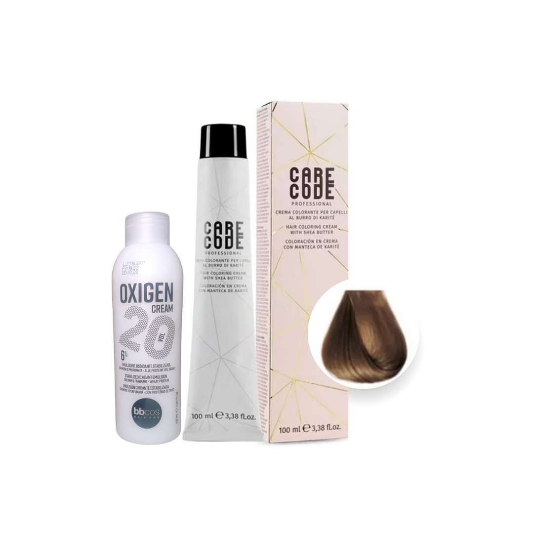 Hair Coloring Cream 100 ML 7, Con Oxigen 150 ML 20 Vol Lab37- CARECODE 1