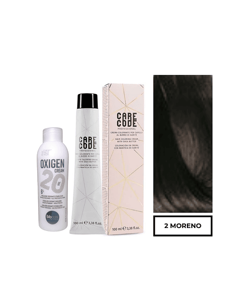 Hair Coloring Cream 100 ML 2, Con Oxigen 150 ML 20 Vol Lab37- CARECODE
