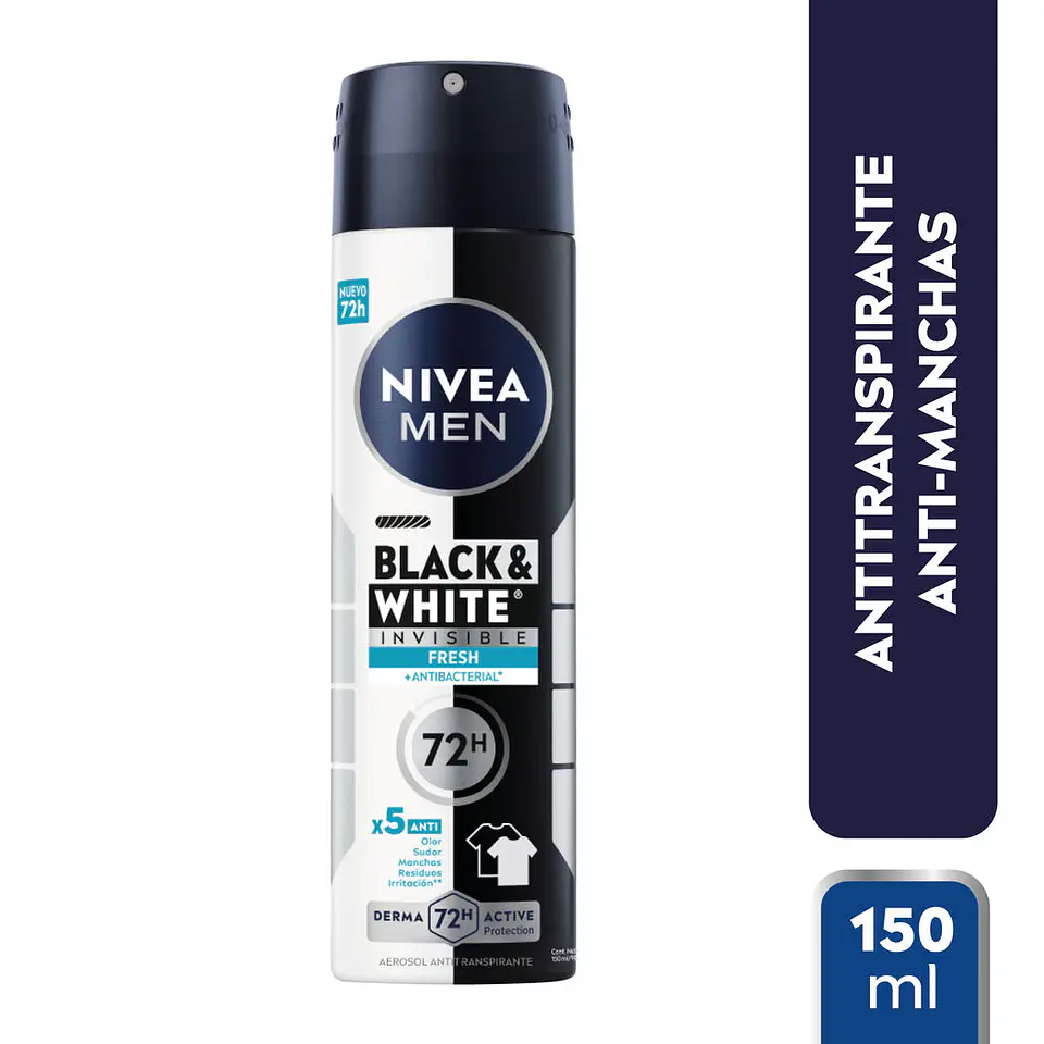 Desodorante Spray Nivea Men Black & White Fresh 150ML - NIVEA 1