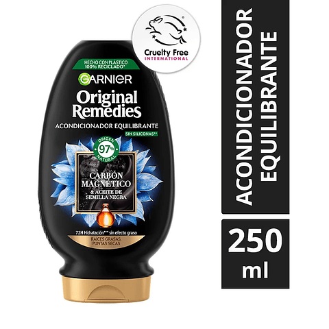 Acondicionador Original Remedies Charcoal Carbón Magnético 300ml - GARNIER