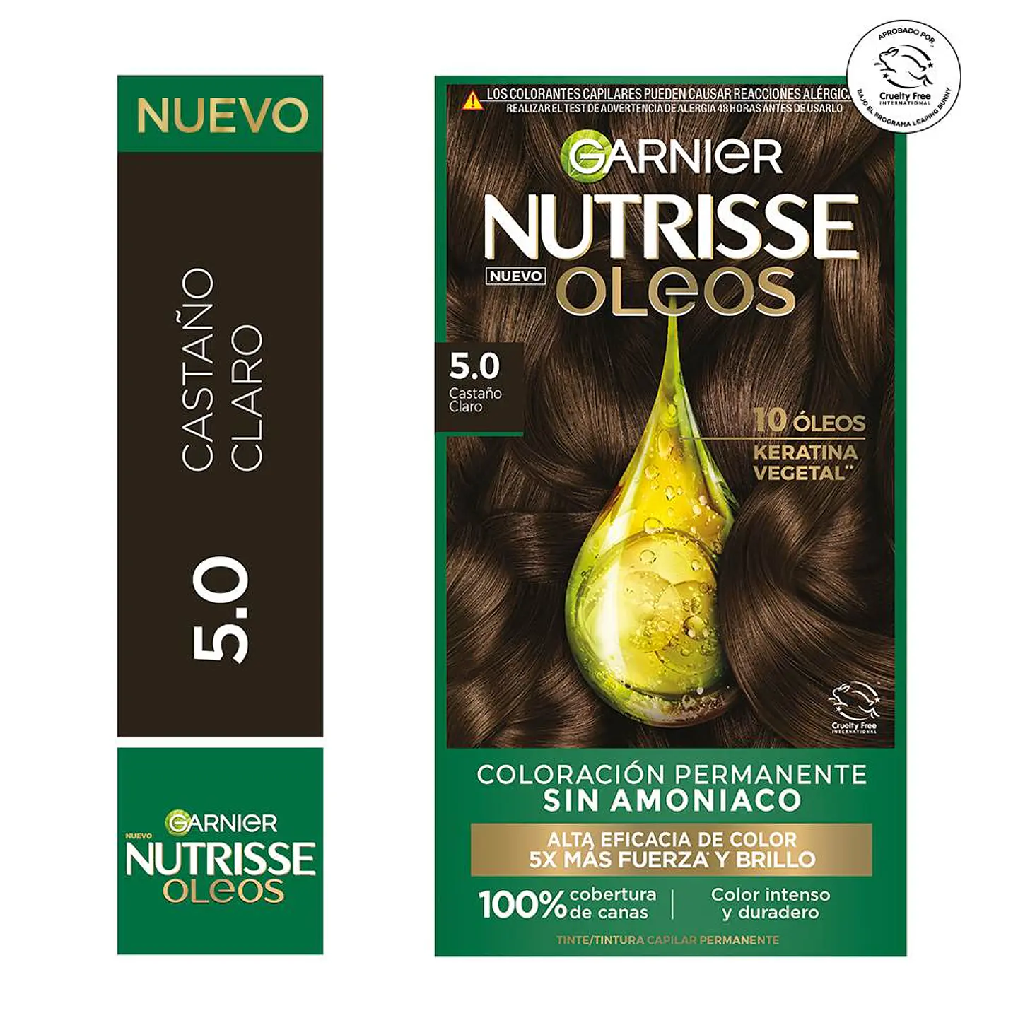 Tintura Nutrisse Oleos 5.0 Castaño Claro - GARNIER 1