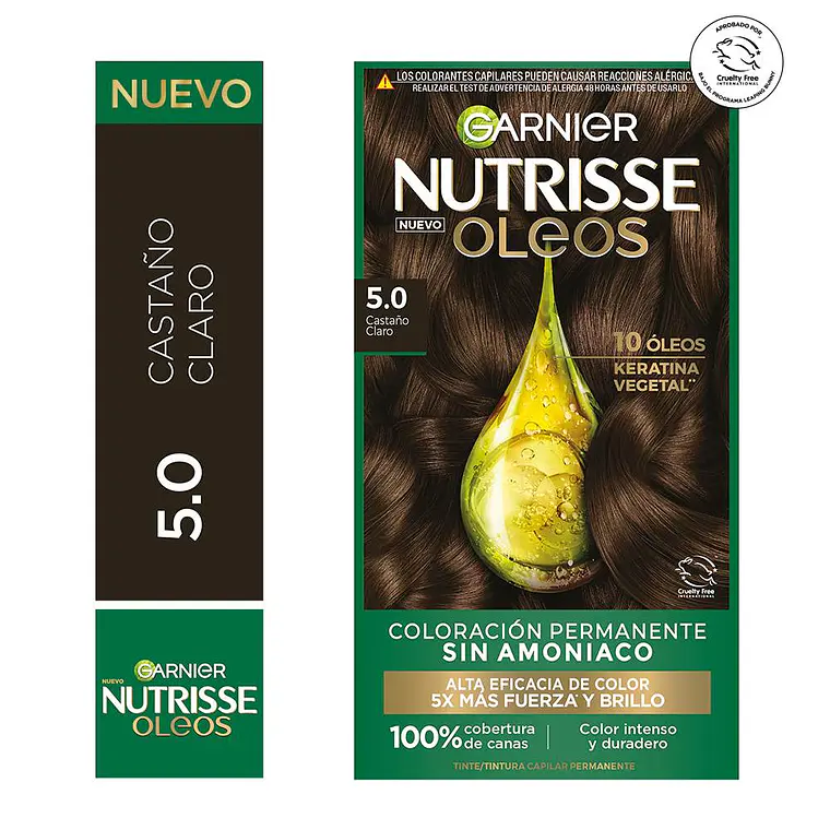 Tintura Nutrisse Oleos 5.0 Castaño Claro - GARNIER 1