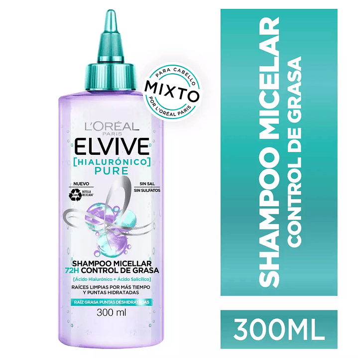 Shampoo Micelar Elvive Hialurónico Pure 300ml - LOREAL 1
