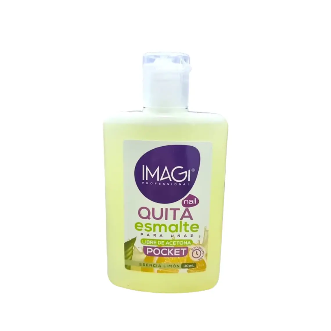Quita Esmalte Para Uñas Libre de Acetona Pocket Limon 110 ML - IMAGI 1