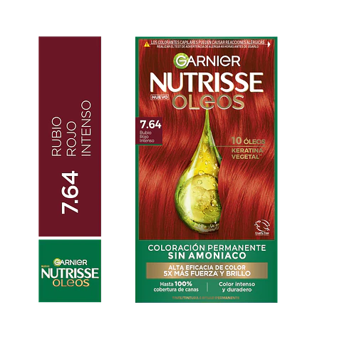 Tintura de Cabello Nutrisse Oleos 7.64 Rubio Rojo Intenso - GARNIER
