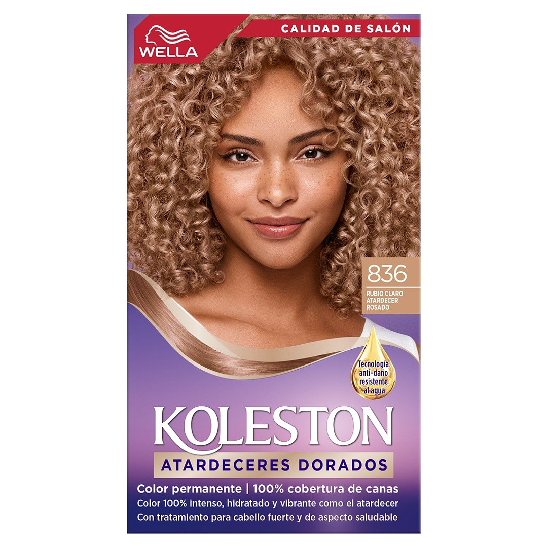 Kit Tintura Permanente Hidratante 836 Rubio Claro Atardecer Rosado - WELLA 1