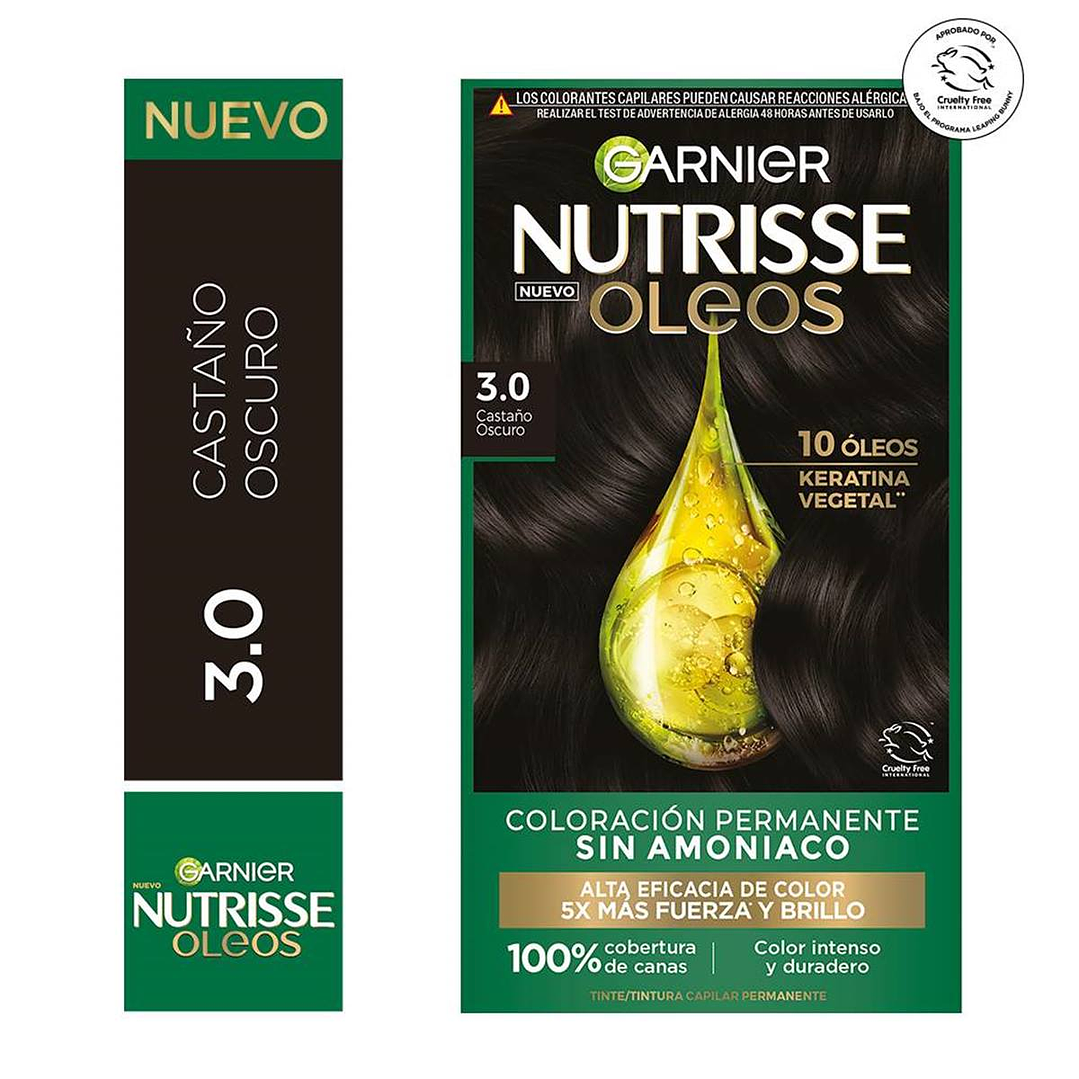 Tintura Nutrisse Oleos 3.0 Castaño Oscuro - GARNIER 1