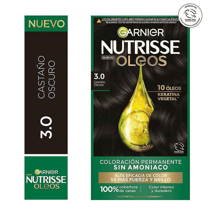 Tintura Nutrisse Oleos 3.0 Castaño Oscuro - GARNIER 1