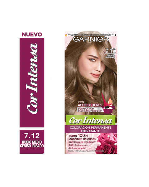 Tintura de Cabello Cor Intensa 7.12 Rubio Medio Cenizo Irizado - GARNIER