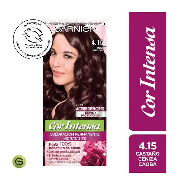 Tintura Cabello - GARNIER 4.15 CASTAÑO CENIZO CAOBA (45 g) 1