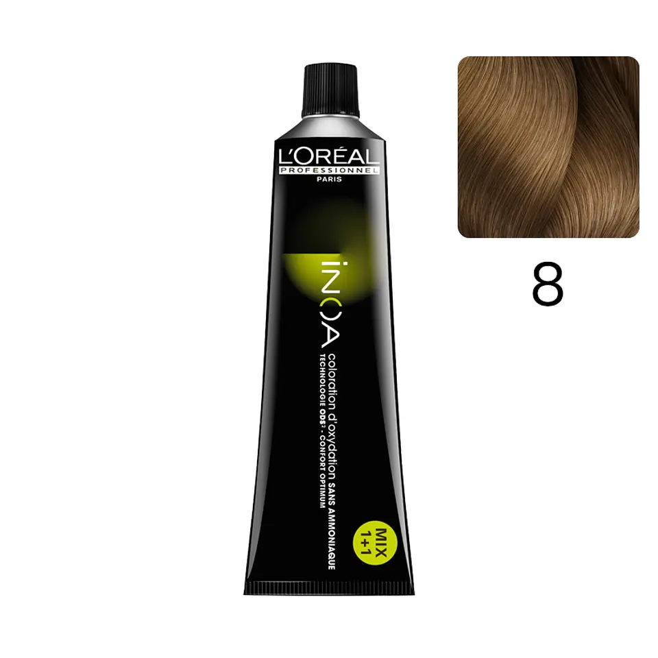 Tintura INOA 8 Rubio Claro 60 G - LOREAL PROFESSIONNEL 1