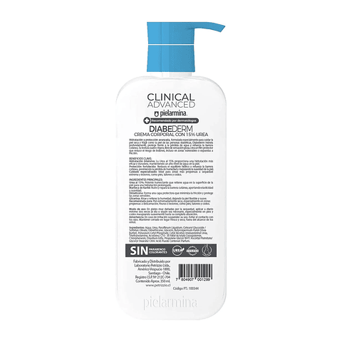 Crema Corporal Diabederm Reparación Profunda Clinical Advanced 15% Urea, 350 ML - PIELARMINA