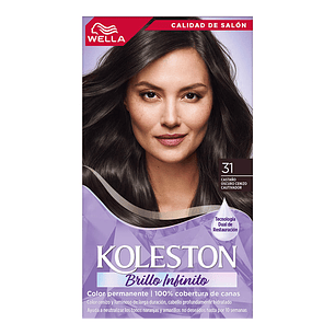 Kit Tintura Permanente Hidratante 31 Castaño Oscuro Cenizo Cautivador  + Activador De Color  - WELLA 
