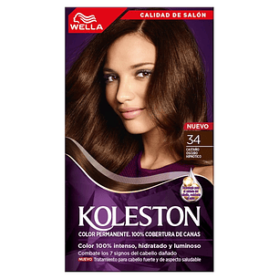 Kit Tintura Permanente Hidratante 34 Castaño Oscuro Hipnótico  + Activador De Color - WELLA