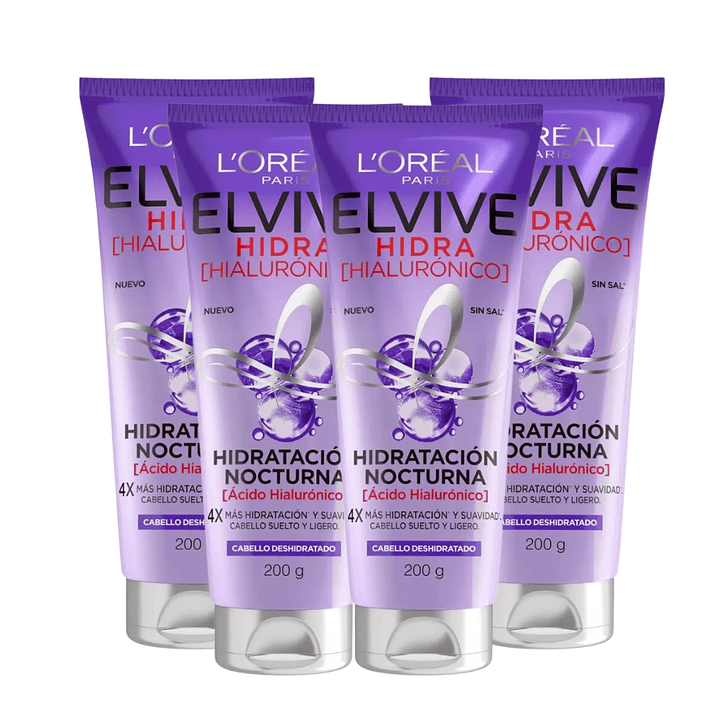 Hidratación Nocturna Elvive Hidra Hialúronico 200 ML X4 - LOREAL 1