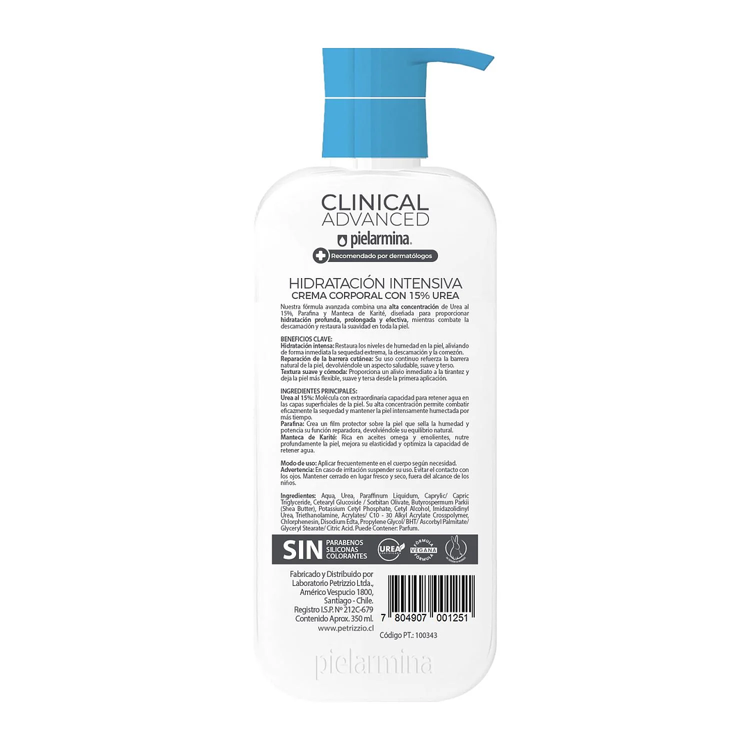 Crema Corporal Hidratación Intensiva Restaura La Barrera Cutanea 15% Urea, 350 ML - PIELARMINA 2