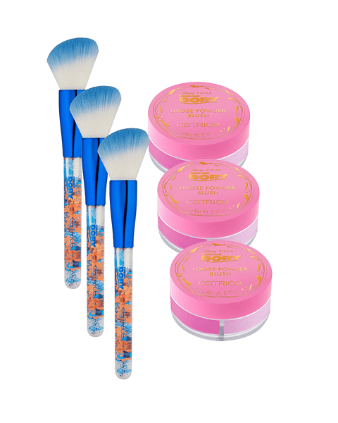 Set de Polvos Sueltos + Brocha de Rubor X3 Duo 