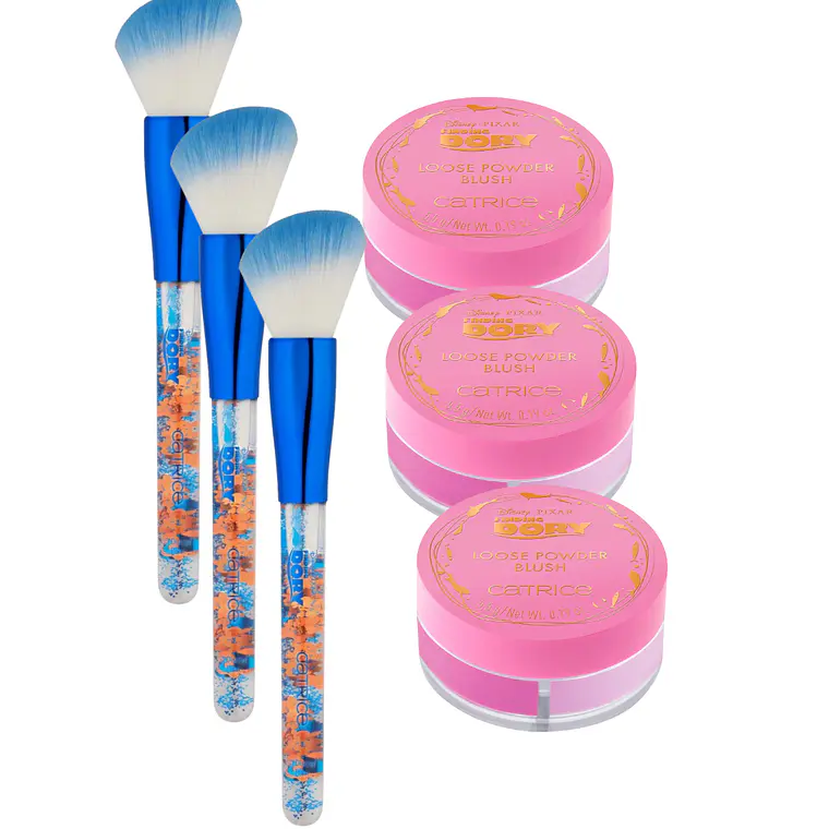 Set de Polvos Sueltos + Brocha de Rubor X3 Duo  1