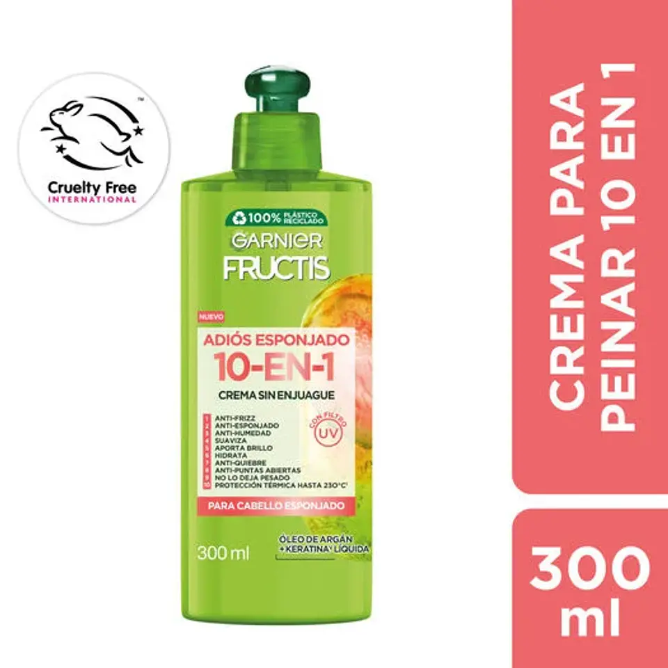 Crema Cabello Adios Esponjado Fructis 10 en 1 - 300 ML - GARNIER 2
