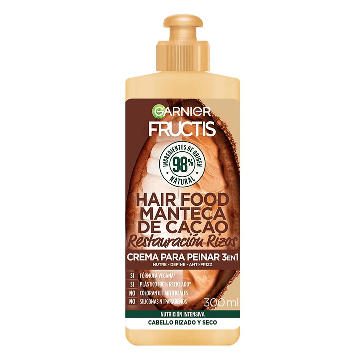 Crema Para Peinar Fructis Hair Food Manteca Cacao 300 ML - GARNIER 1