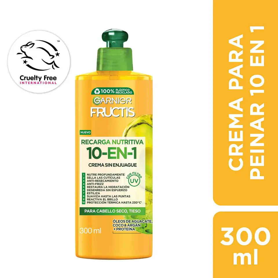 Crema Cabello Recarga Nutritiva Fructis 10 en 1 300 ML - GARNIER 2