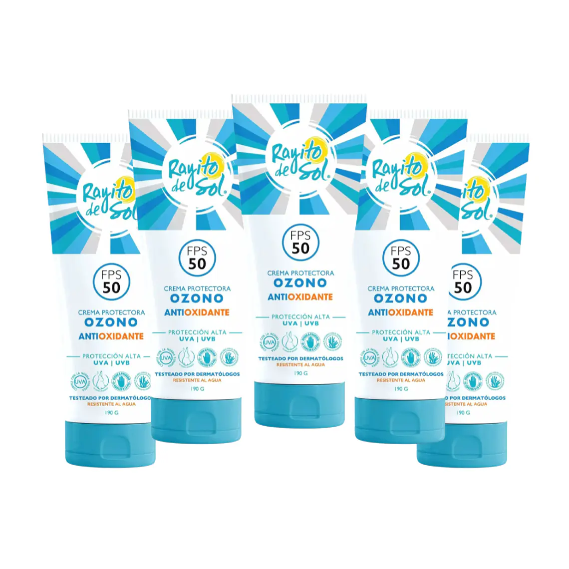 Crema Protectora Ozono AntiOxidante Fps 50 190g X5 - RAYITO DE SOL 1