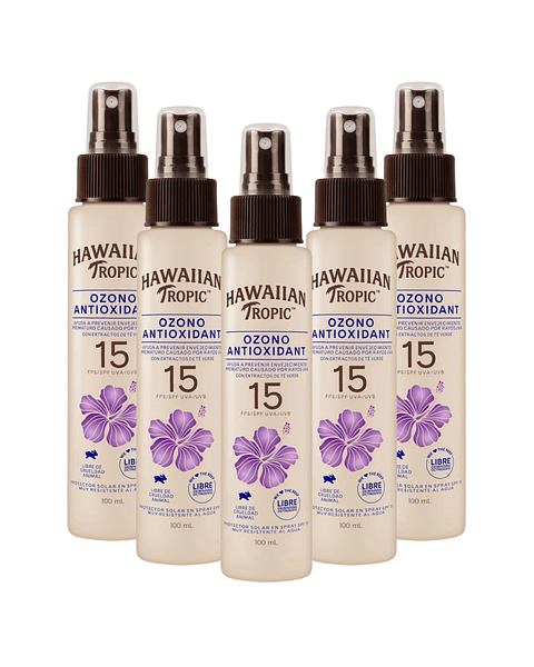 Protector Solar Hawaiian Tropic Ozono Antioxidant Mist FPS 15 100 ML X5 - HAWAIIAN TROPIC
