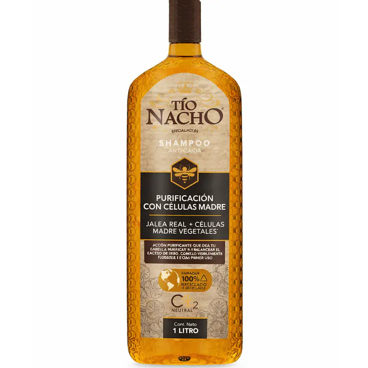 Shampoo Anti-caída Purificación Células Madre Jalea Real  1L + Máquina de Afeitar Eléctrica - TIO NACHO 2