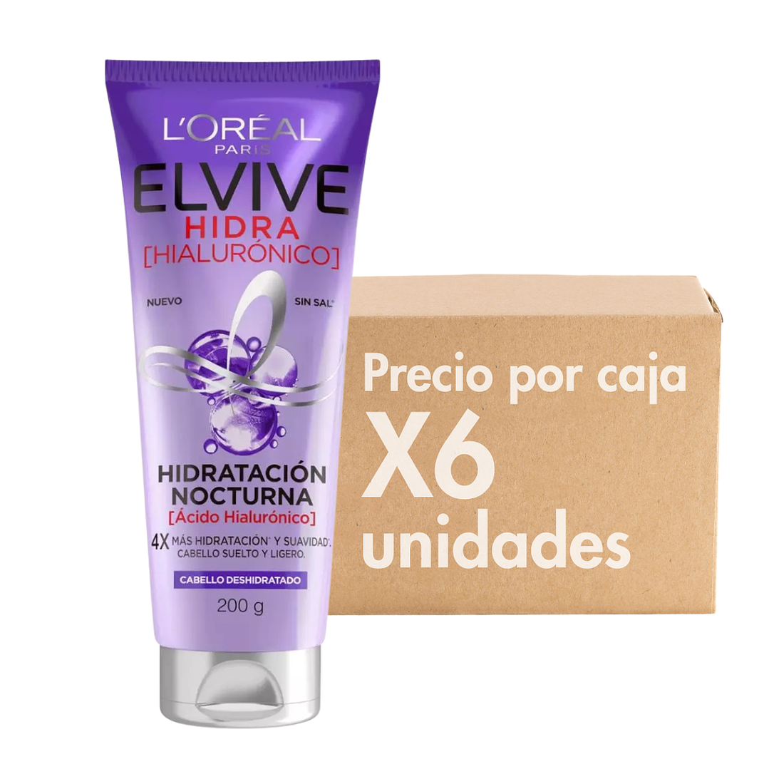 Hidratación Nocturna Elvive Hidra Hialúronico 200 ML XCAJA (6 UNIDADES) - LOREAL 1