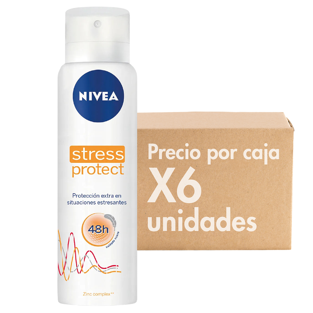 Desodorante Spray Nivea Stress Protect 150 ML XCAJA ( 6 UNIDADES) - NIVEA 1