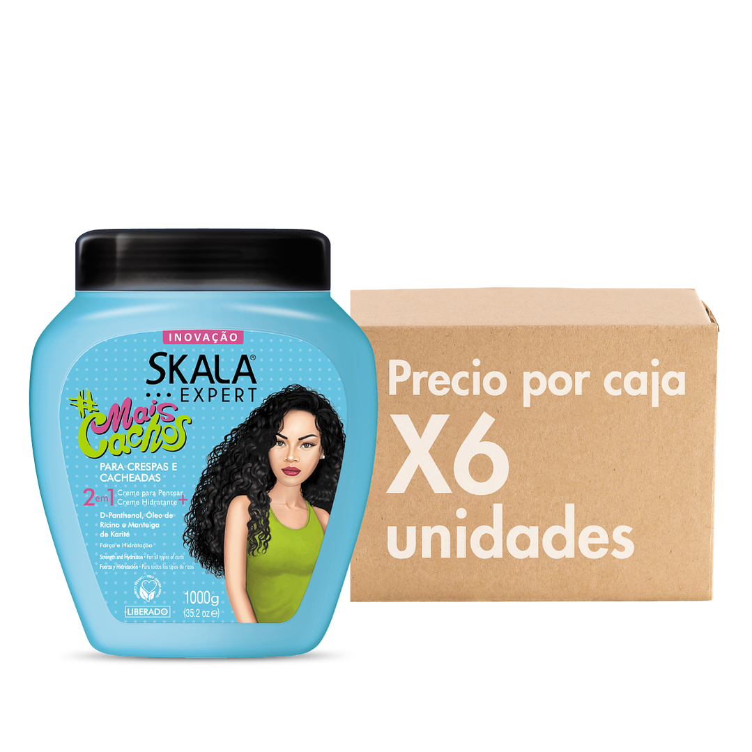 Mascara Mais Cachos 2 en 1 Tratamiento + Peinar Fuerza e Hidratación Rizos Perfectos XCAJA (6 UNIDADES) - SKALA 1