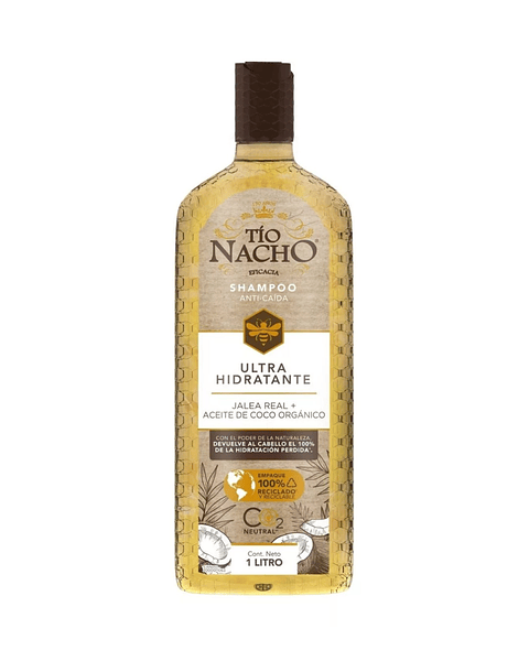 Shampoo Anti-caída Ultra Hidratante Jalea Real + Aceite De Coco Orgánico 1 L XCAJA (6 UNIDADES)- TIO NACHO