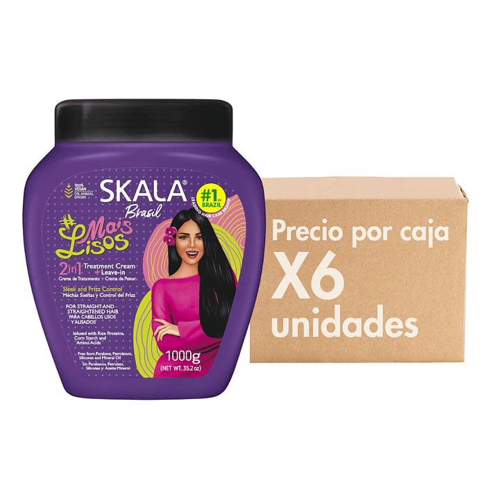Mascara Mais Lisos 2 en 1 Tratamiento + Peinar Mechas Sueltas y Control de Frizz 1 KG XCAJA (6 UNIDADES) - SKALA 1