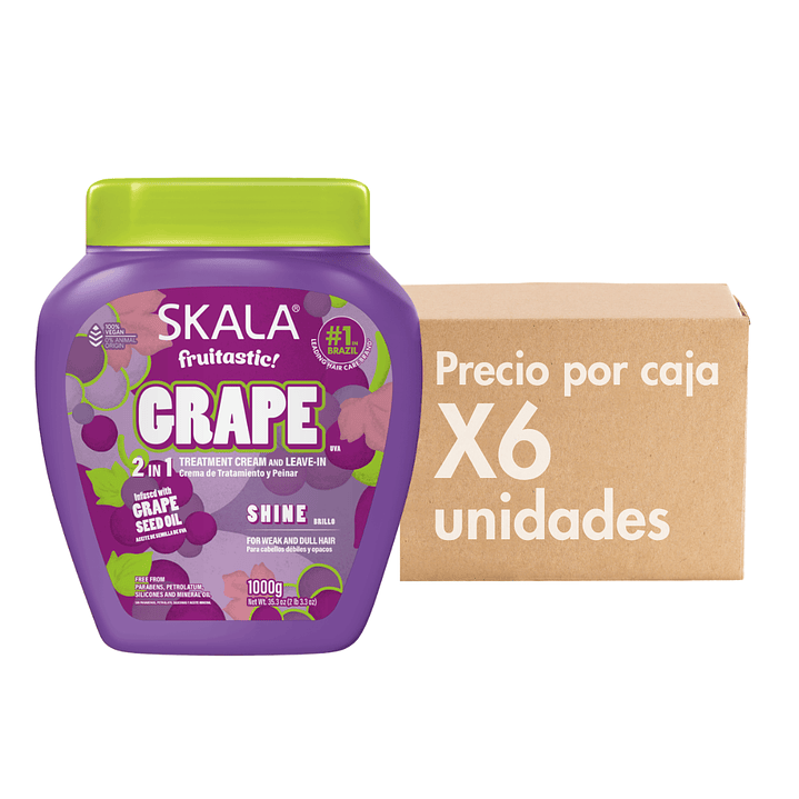 Mascara Grape 2 en 1 Tratamiento + Crema de Peinar XCAJA (6 UNIDADES) - SKALA 1