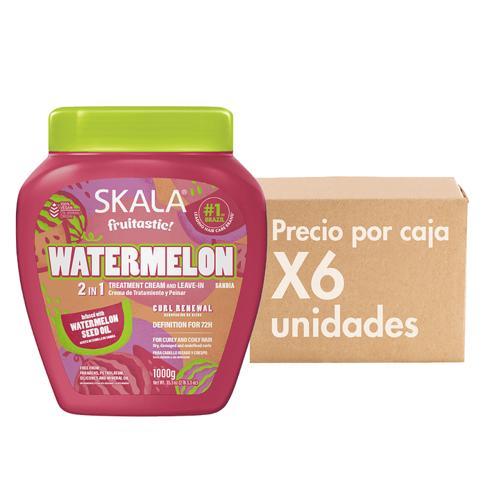 Mascara Watermelon 2 en 1 Tratamiento + Crema de Peinar XCAJA (6 UNIDADES) - SKALA 1