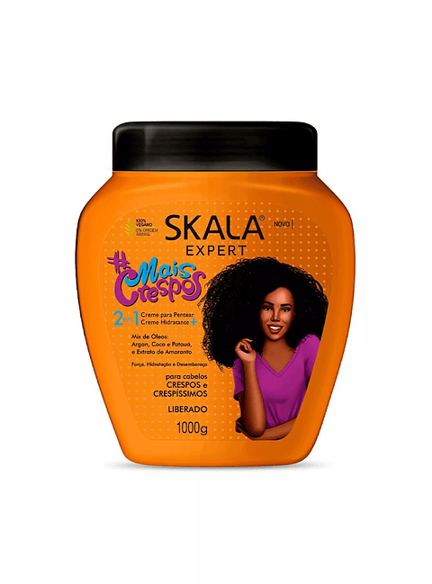 Máscara Mais Crespos 2 en 1 Tratamiento + Crema de Peinar, Hidratación Fuerza y Desenredado XCAJA (6 UNIDADES) - SKALA