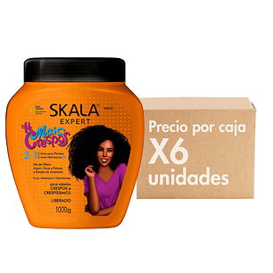 Mascara Mais Crespos 2 en 1 Tratamiento + Crema de Peinar, Hidratación Fuerza y Desenredado XCAJA (6 UNIDADES) - SKALA
