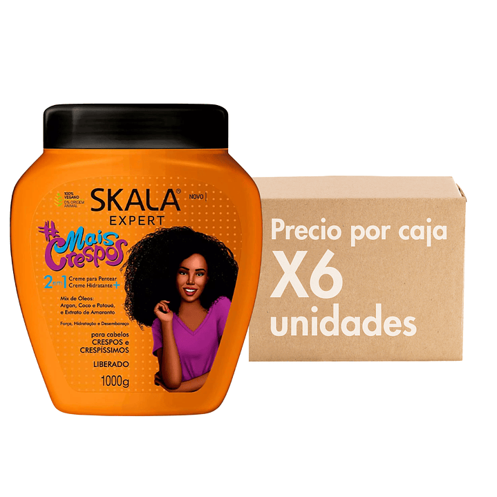 Mascara Mais Crespos 2 en 1 Tratamiento + Crema de Peinar, Hidratación Fuerza y Desenredado XCAJA (6 UNIDADES) - SKALA 1