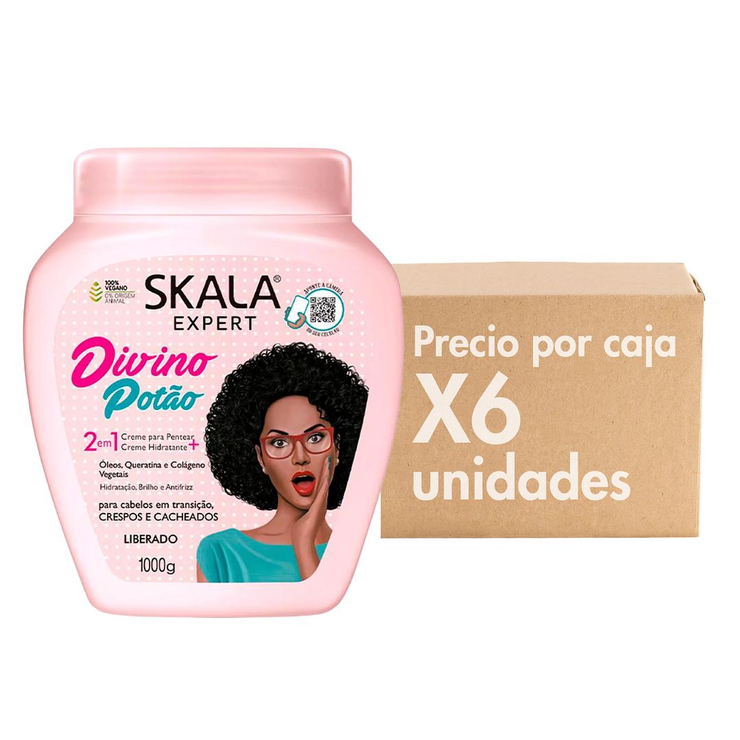 Mascara Divino Potao 2 en 1 Tratamiento + Crema de Peinar, Hidratación y Brillo Control Frizz XCAJA (6 UNIDADES) - SKALA 1